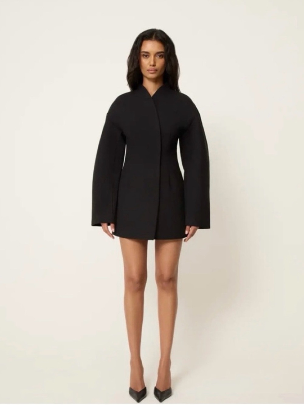 KHY Women's Black Minimalist Open-Front Dress